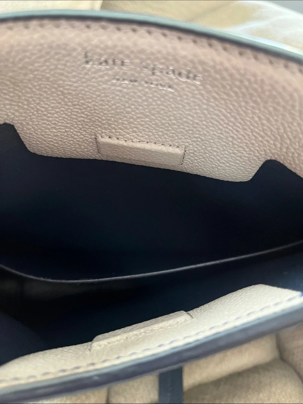kate spade gray and navy pebbled leather crossbody bag